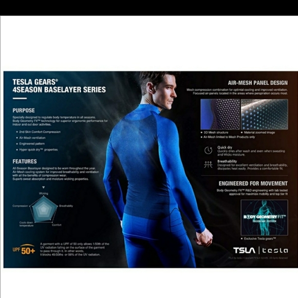 Tesla Mens Black On Black Compression Shirts XL - Picture 15 of 15